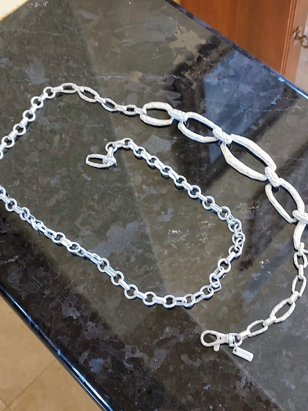 Chico's Hammered Silver-Tone Link Chain Belt - Picture 6 of 14